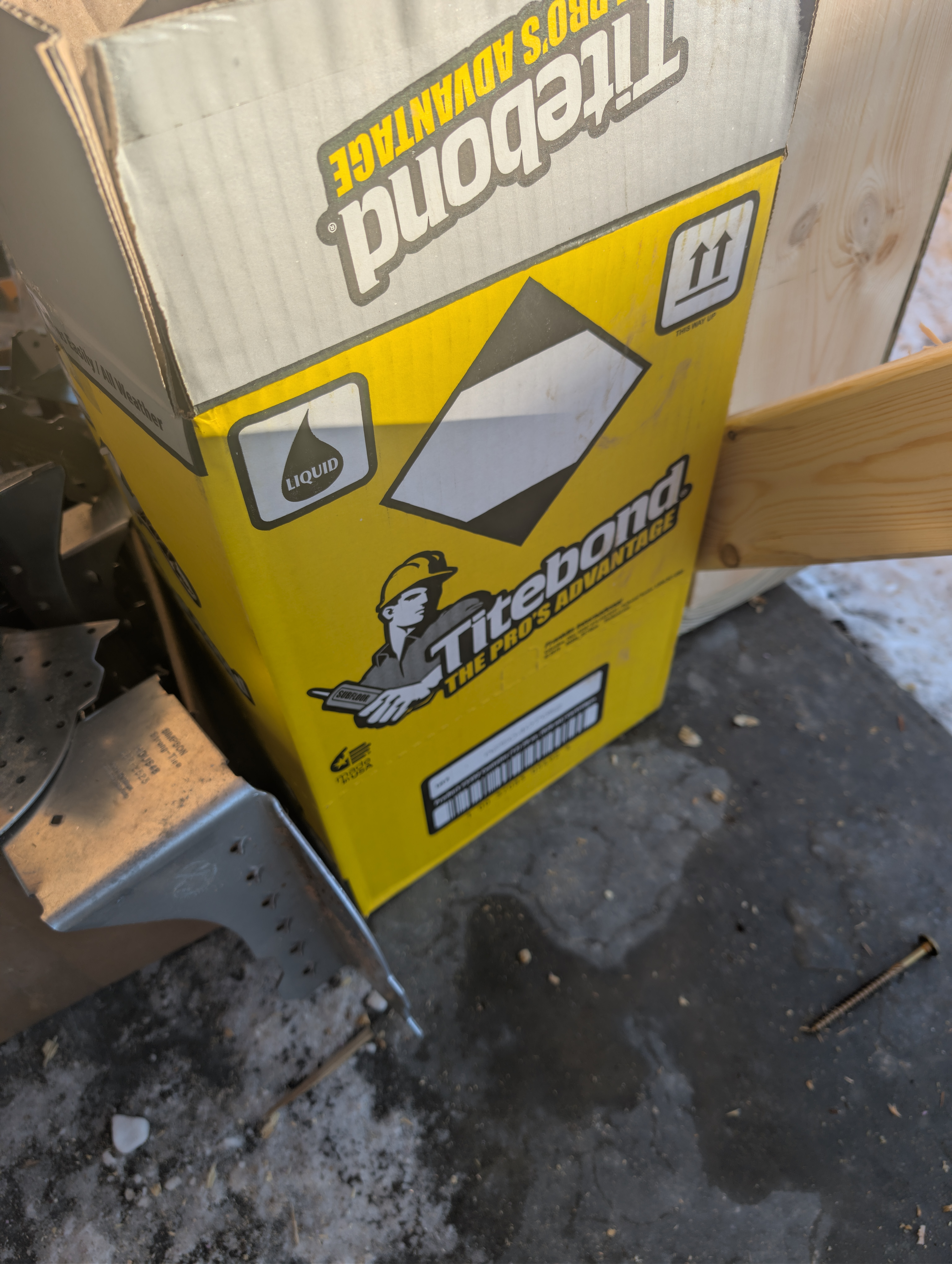 Titebond construction adhesive box on slab