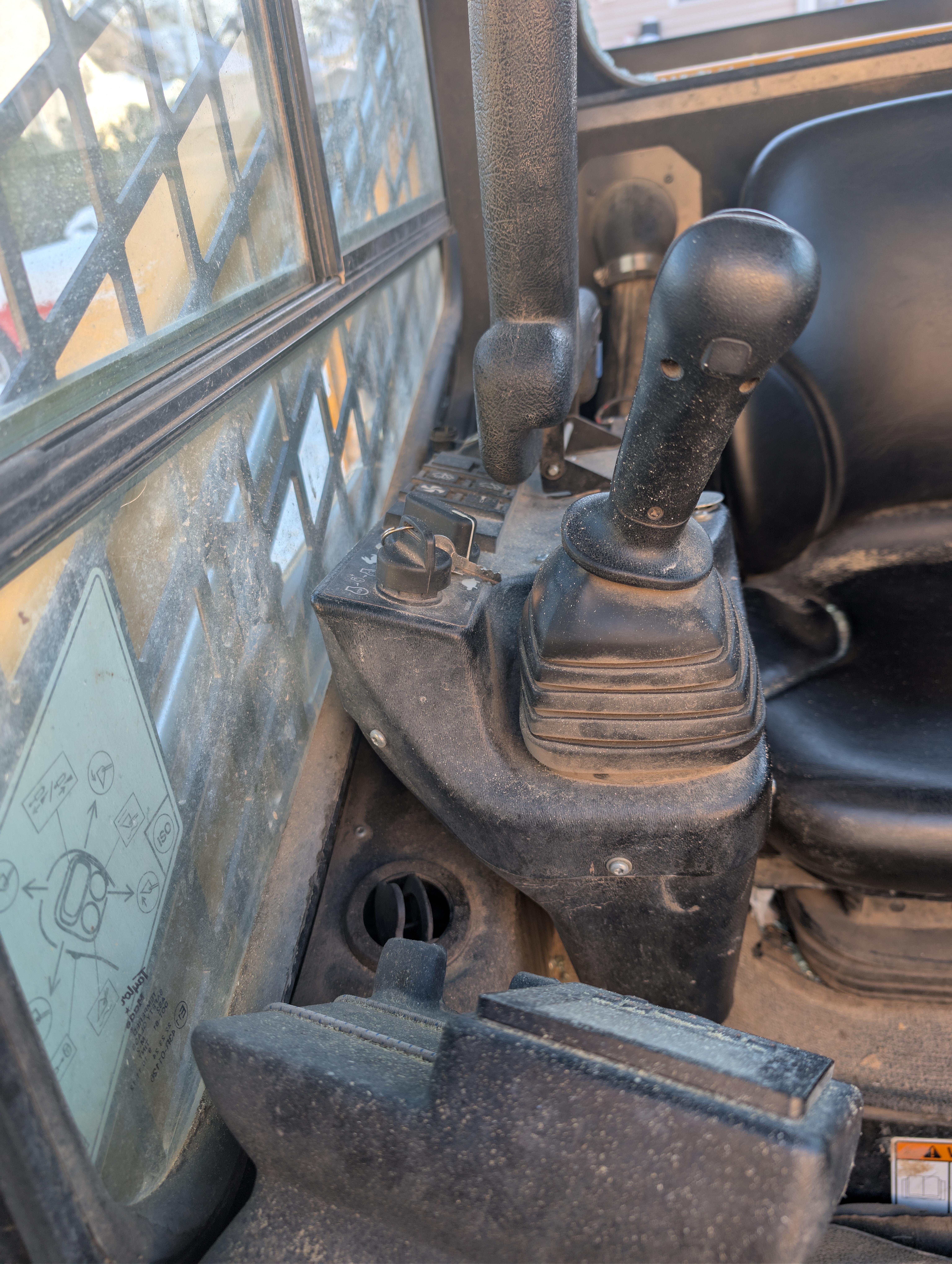 Close-up of RT215 joystick and control panel