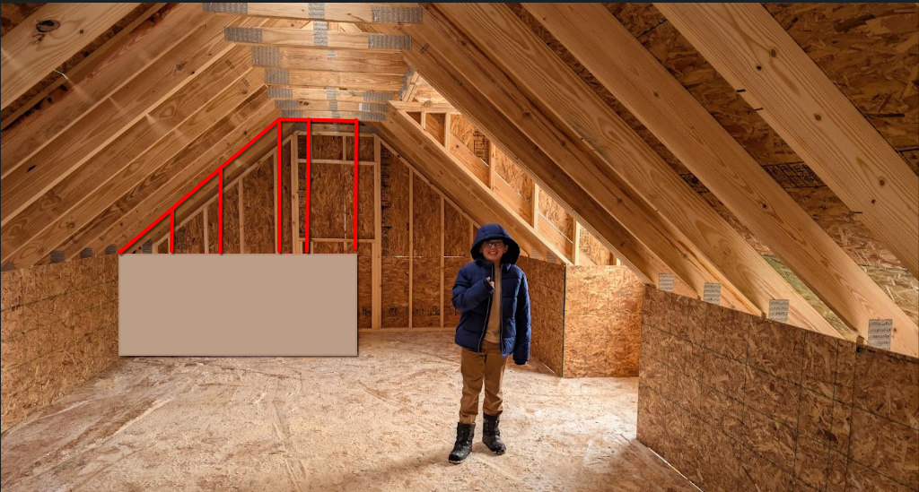 Stairwell wall construction plan mockup